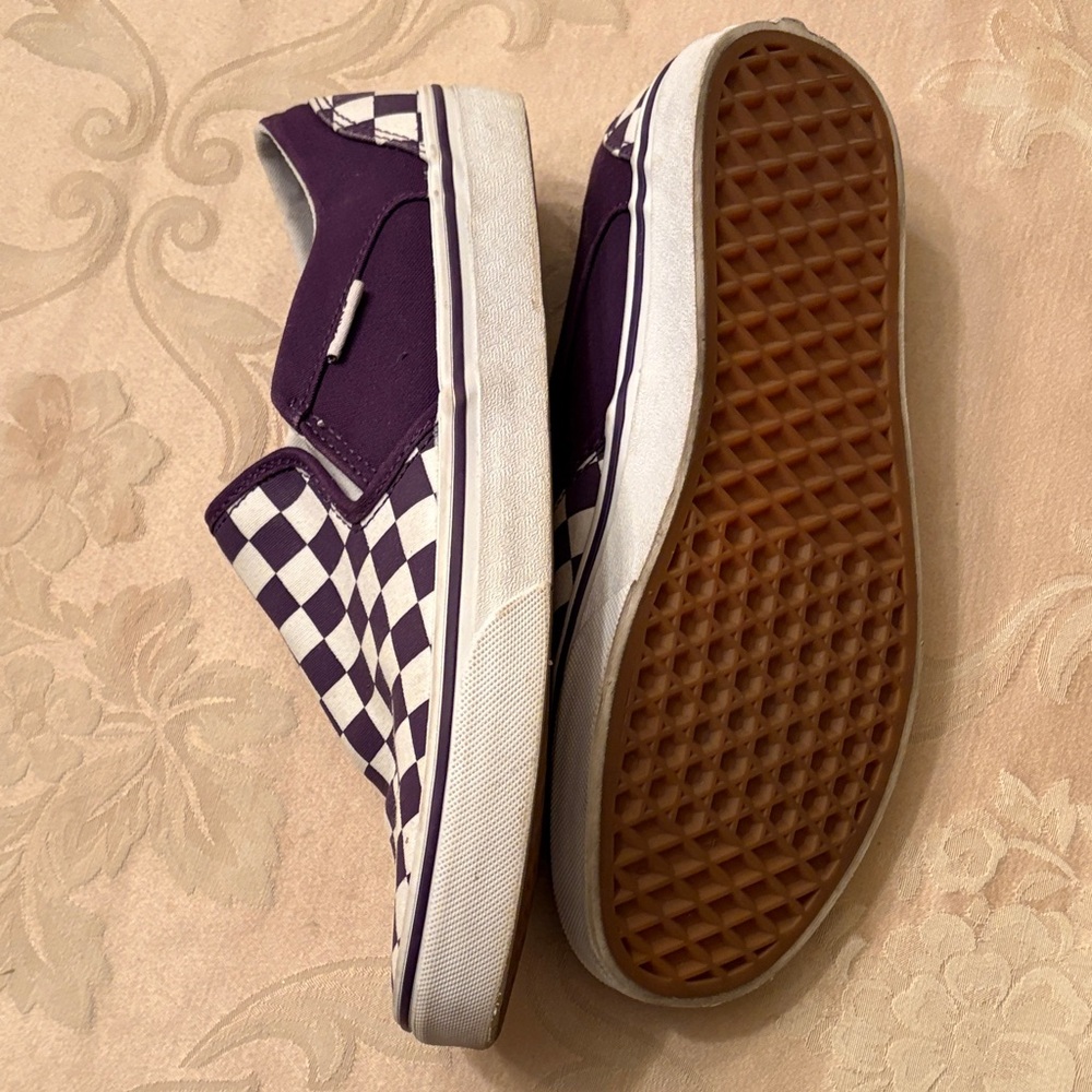 Vans Purple and White Checkered Slip-Ons - Picture 7 of 12